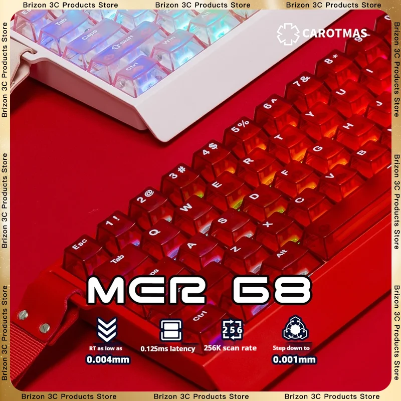 

Mercury68 Esports Клавиатура с магнитной осью 8K 0 Dead Zone Подключаемая RGB 0,004 SOCD ARGB Проводная игровая клавиатура USB Type-C Подарок для мальчика