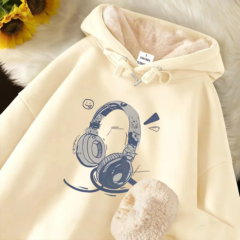 

Мужская толстовка из овечьего вельвета на осень-зиму, утепленная, модная, новая, из полиэстера, молодежная, повседневная, с отверстиями для наушников