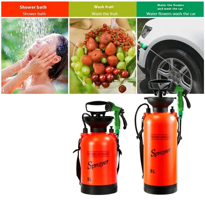 5L/8L Multi-functional Washing Car Tool Portable Outdoor Camping Shower With 7 Spray Water Column Modes Car Washing Sprayer
