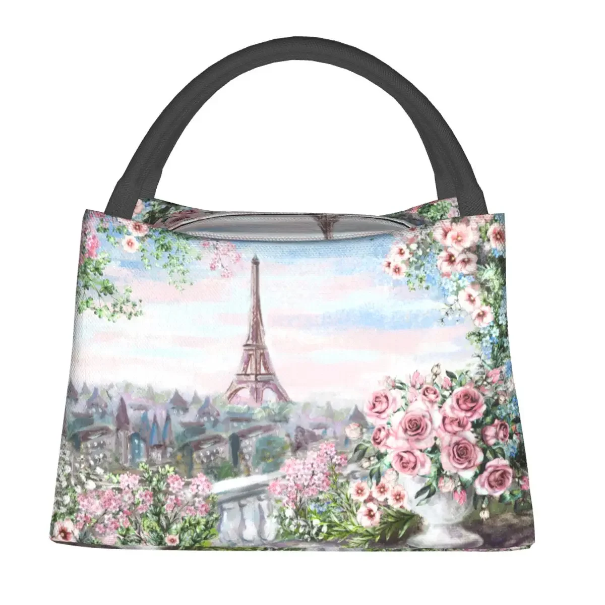 France Paris Eiffel Tower Lunch Bag Thermal Cooler Waterproof School Watercolor French Lunch Box Food Storage Bags