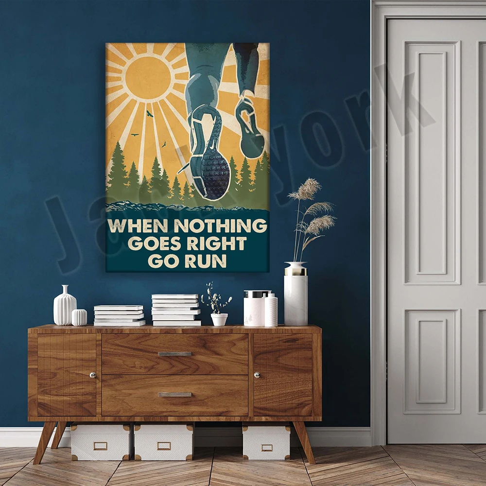 اذهب للجري عندما تكون كل شيء جيدًا، هدايا لمحبي الجري، ملصقات فنية جدارية لتزيين الحياة المنزلية، ملصقات الجري