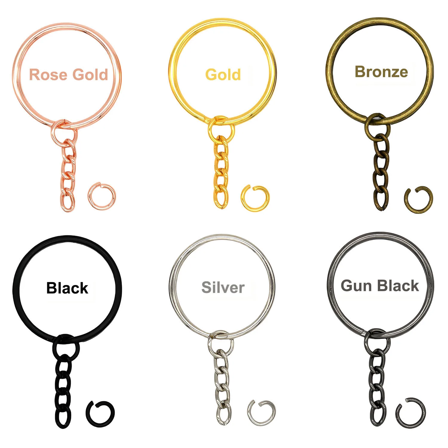 5Pcs Key Ring Key Chain Round Split Keyfob Keyrings With Jump Ring for Keychain Pendants DIY Jewelry Making Accessories