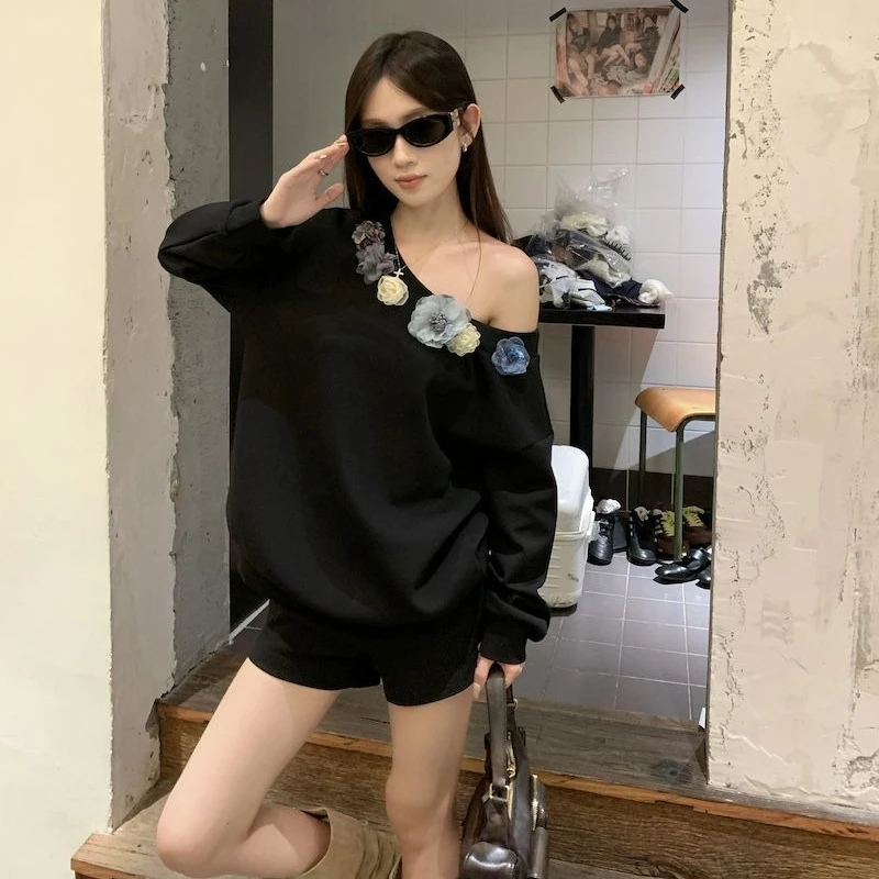 Lente en Herfst Bloem Lange Mouw Vrouwelijke Trui Top Dropshipping Sweatshirt Hoge Kwaliteit Emo Kpop 2000s Dames Sweatshirts