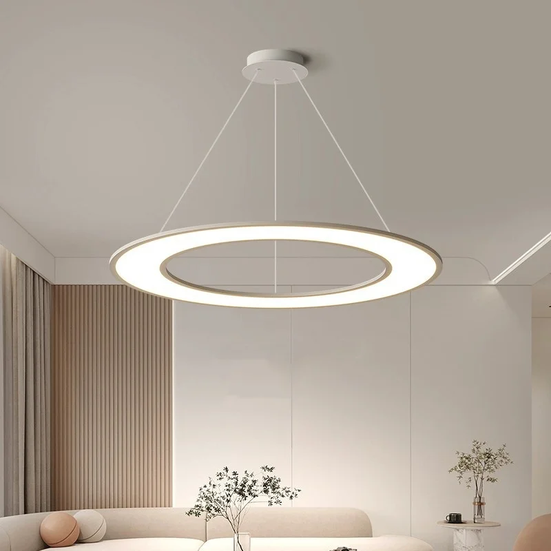 Cream style living room pendant light modern simple eye protection ring study dining table dining room decoration hanging lamp