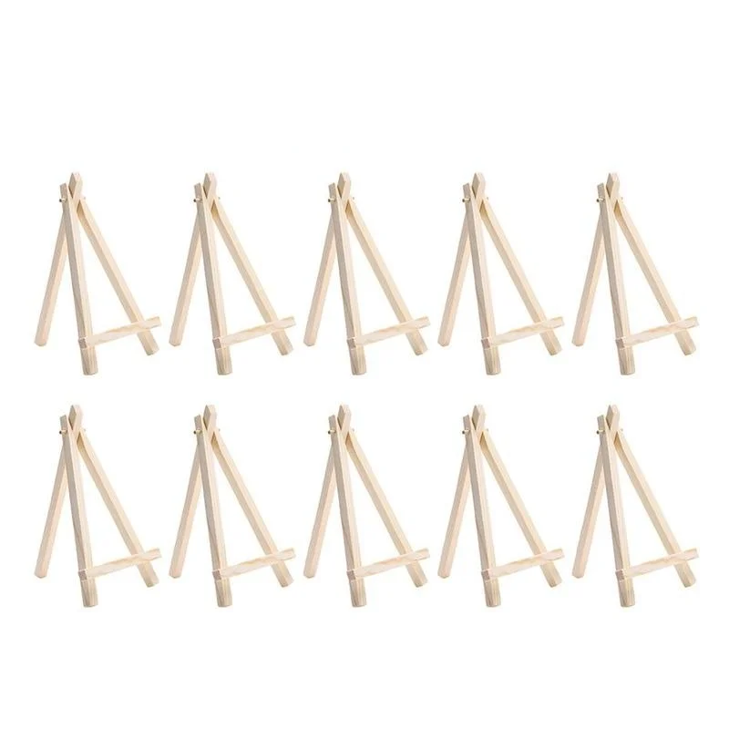 10Pcs Wood Mini Easel Frame Triangle Wedding Table Card Stand Display Holder Children Painting Craft Artist Supplies