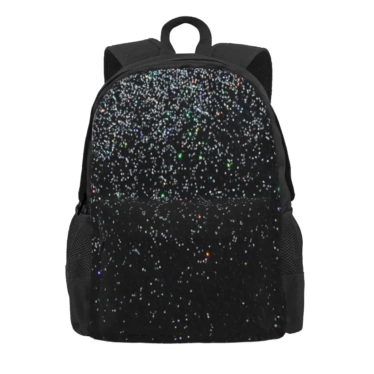 Black Silver Glitter Backpack Daypack Large Capacity Children BookBag School Bag Shoulder Bags for Men Women