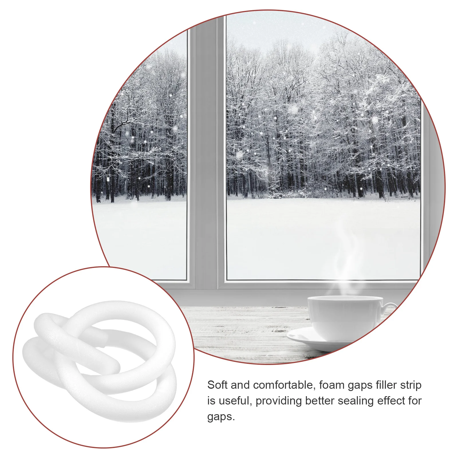 

2M Round Foam Gaps Filler Strip Flexible Door Window Sealing Tool Home Insulation Concrete Crack Caulking Wall Floor Gap Seal