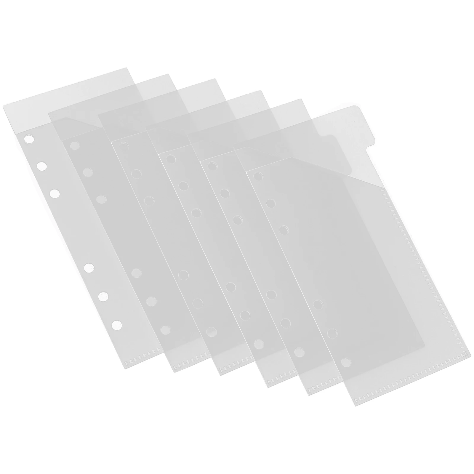 

1 Set Cash Envelope Pockets 6-Hole Binder Pouch Reusable Document Filing Bags Loose Leaf Pages Organizer Plastic Storage Pouch