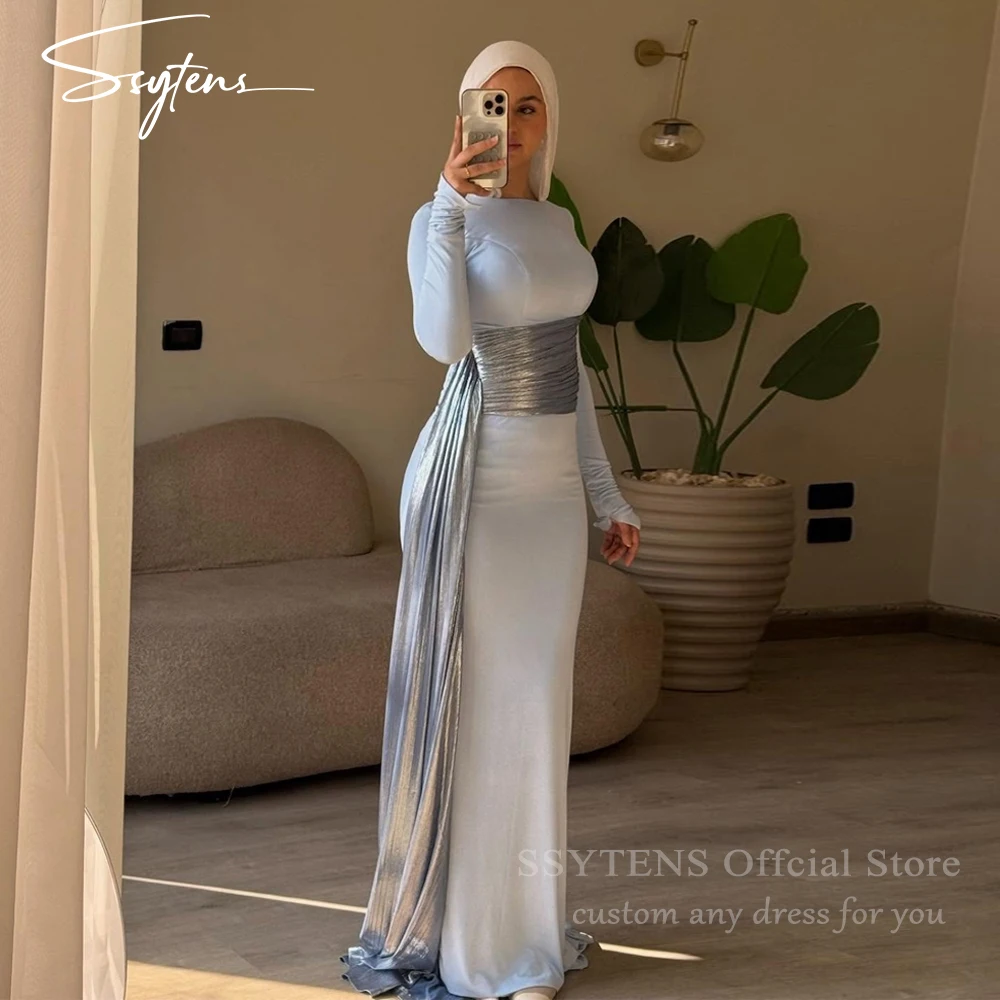

SSYTENS Luxury Evening Dresses Arabic Long Sleeves Sexy Party Dress Women Wedding Guest Dress Mermaid Prom Dresses Customized