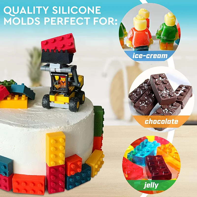 Block Silikonform Gebäude Ziegel Roboter Schokolade Gelee Eiswürfel Tablett Kuchen Dekoration Cupcake Topper Kinder Geburtstag Party Auto – Detail 5
