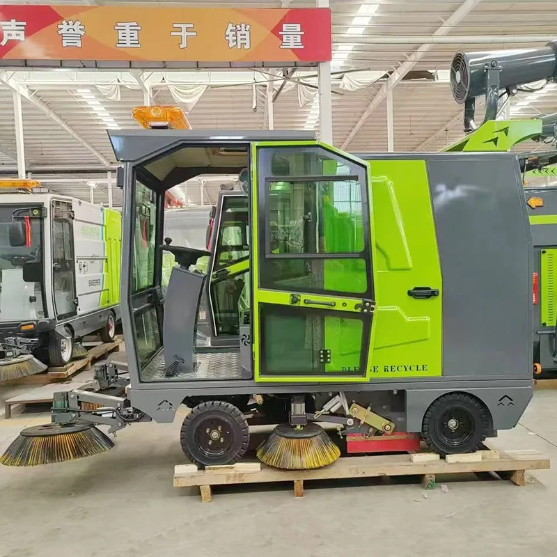 Mini Street Sweeper Electric Ride On Road Leaf Collecting Scrubber Machine Battery Floor Sweeper Customized
