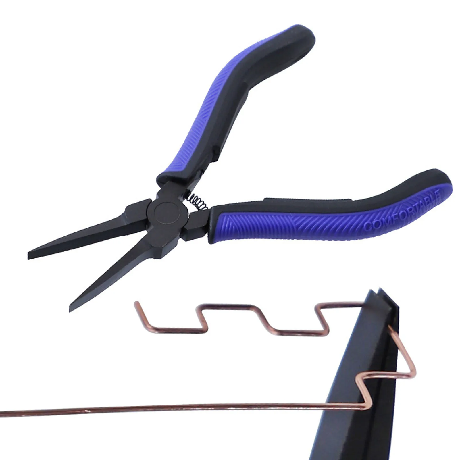 

Flat Nose Pliers Carbon Steel Jaw TPR Handle Jewelry Making Pliers Tool For DIY Electronics