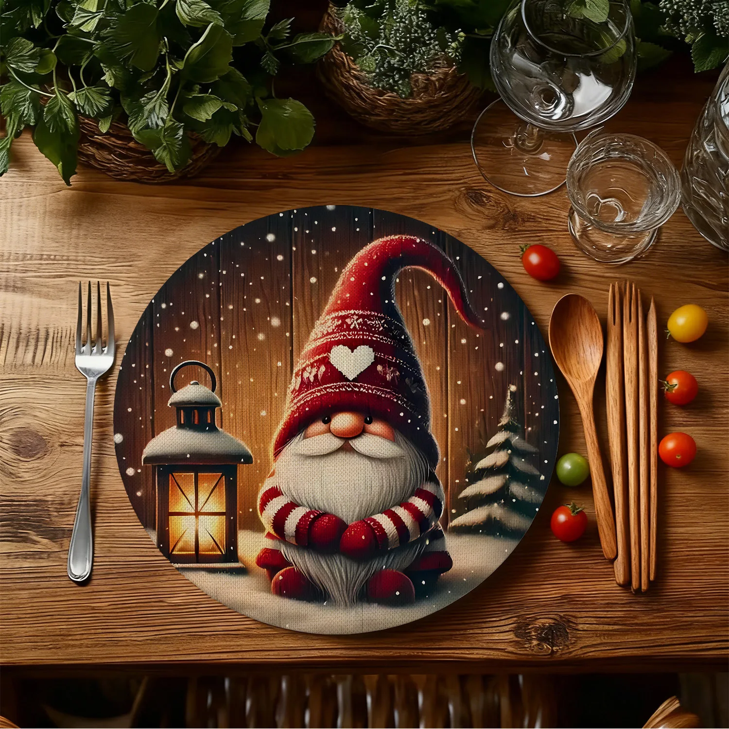 VIKAMA christmas nutcracker round placemat 15 inch 38cm dining table mat non slip waterproof heat resistant easy to clean