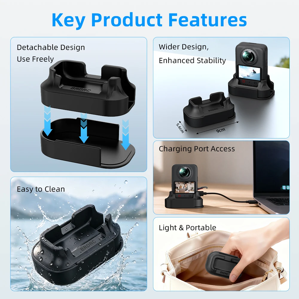 Car & Desktop Detachable Split Adhesive Mount Base for DJI Osmo 360 / Osmo 360 II Action Camera Accessories