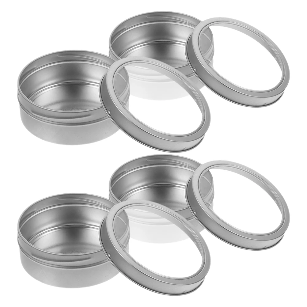 

4Pcs Magnetic Spice Containers Organizer Round Tinplate 9Cm Diameter Clear Lid for Fridge Pantry Rv Kitchen Storage Jars
