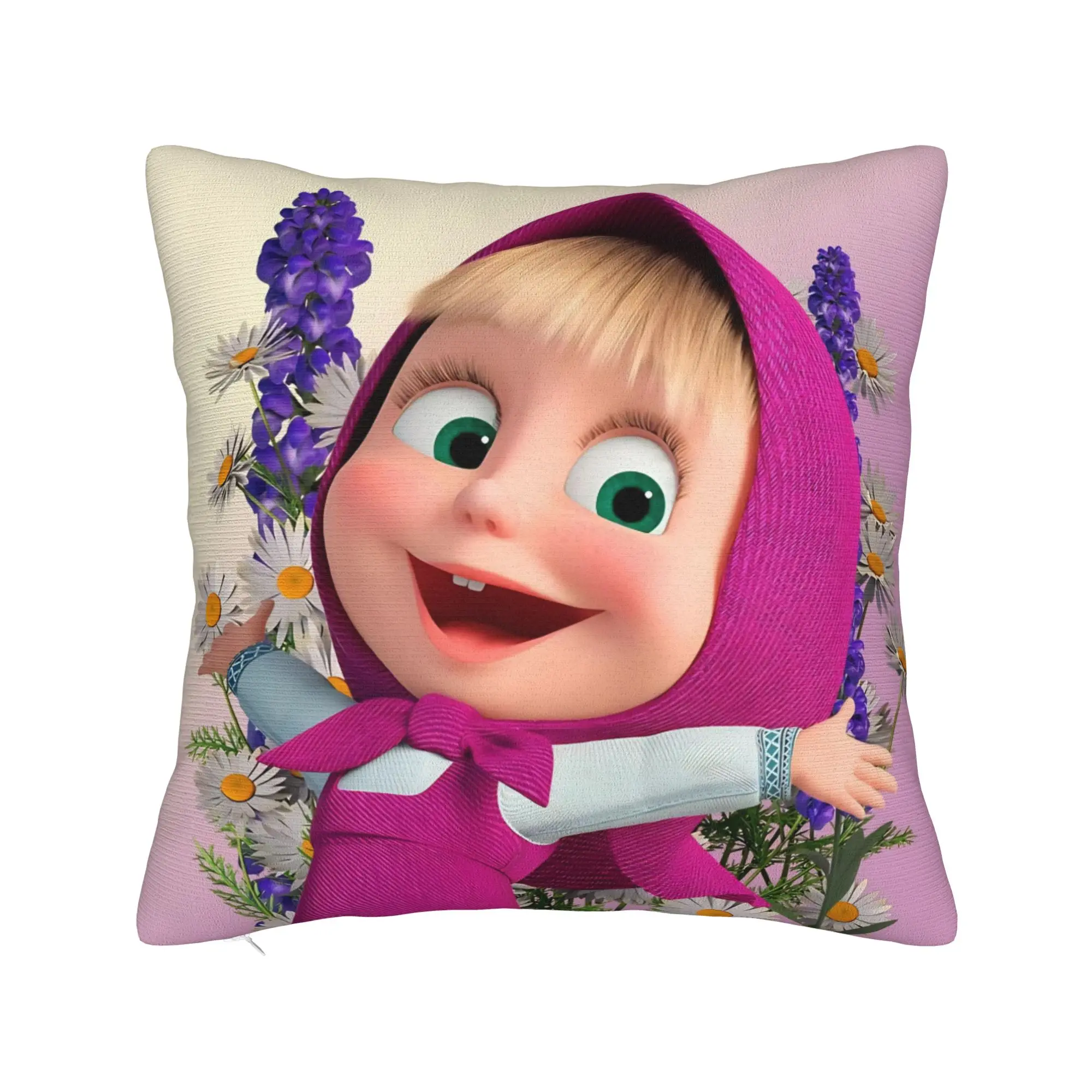 Cute Cartoon M-Masha and Bear Pillowcase Printing Polyester Cushion Cover Decor  Throw Pillow Case Cover Home Wholesale 18''