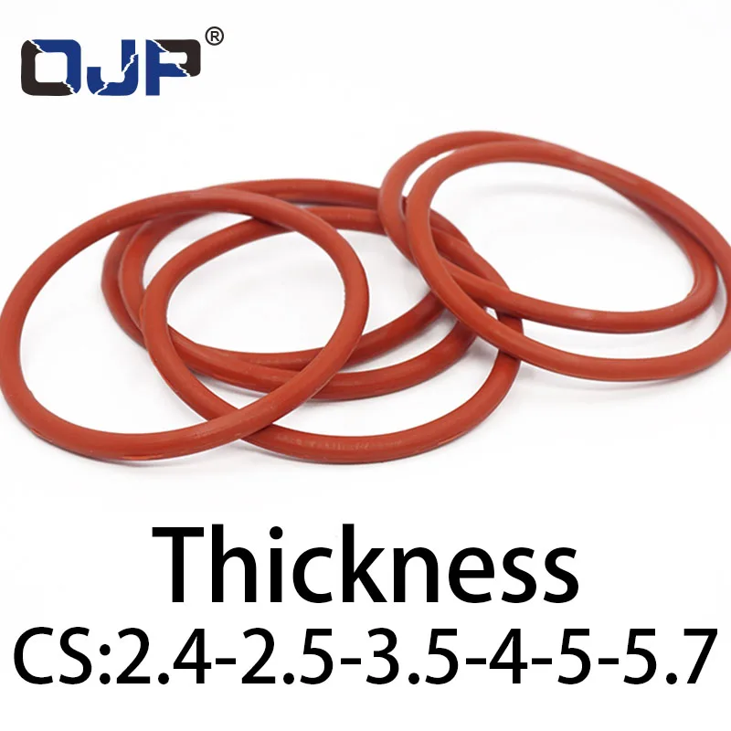 VMQ O-ring thickness 2.4/2.5/3.5/4/5/5.7mm CS silicone red temperature resistant gasket rubber complete in specifications