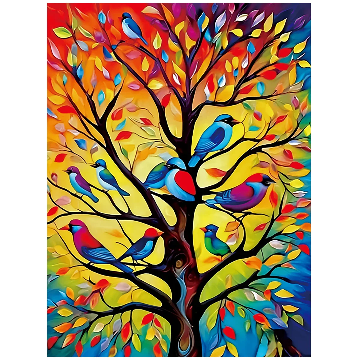 

Colorful branches and birds printed cross stitch kit DIY Set home Decoration Hanging Painting New Crafts Handmade embroidery kit