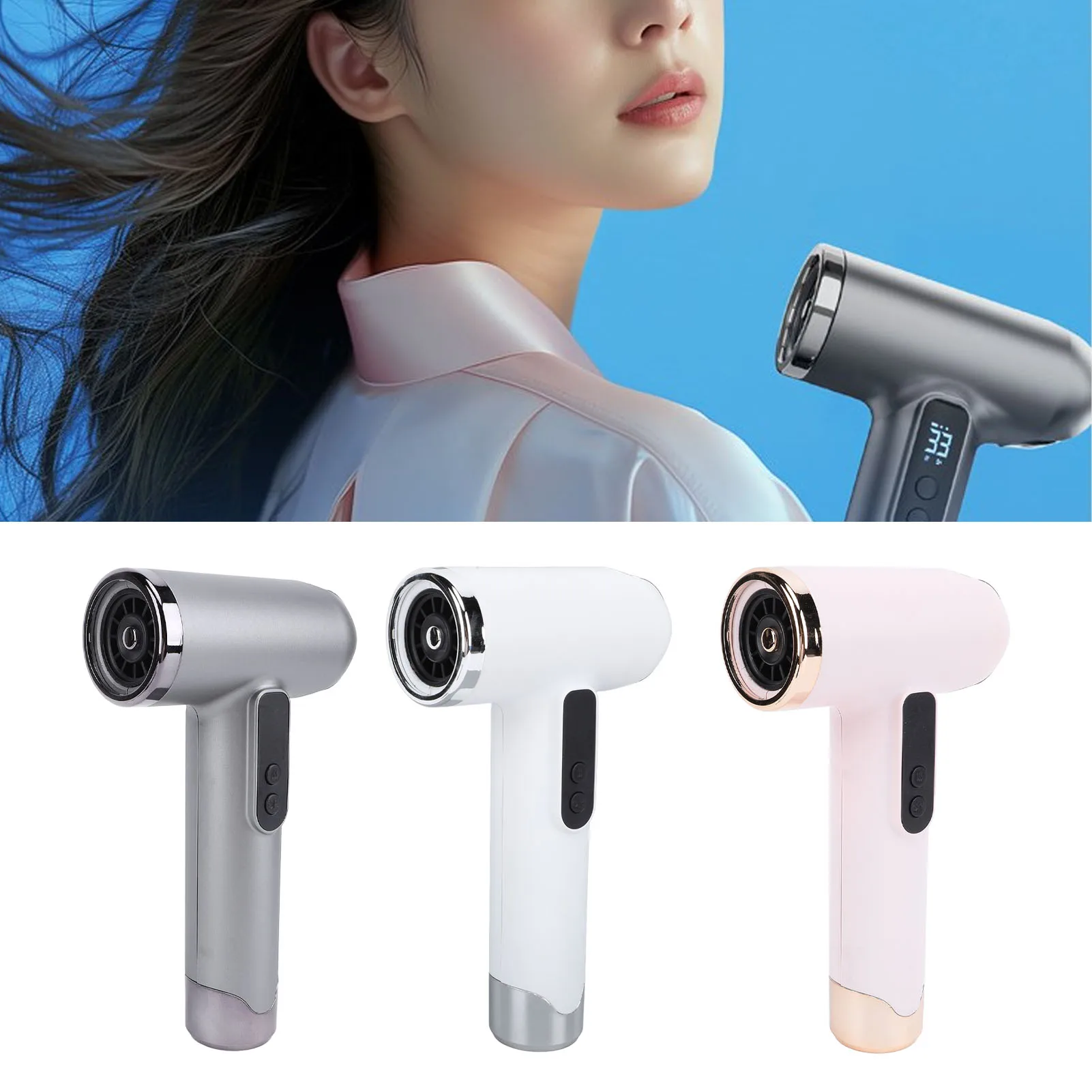 

Hair Blow Dryer Cordless 15600mah USB Rechargeable Low Noise High Speed Motor Hair Dryer Blower with USB Data Cable for Home