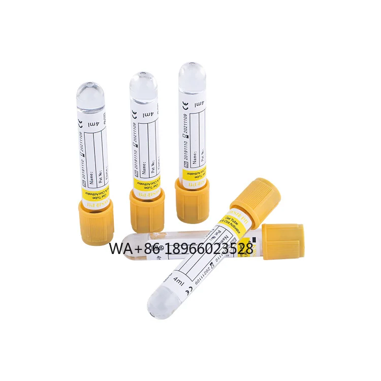 Одноразовые желтые гелевые тюбики для сбора крови объемом 3 мл. Система вакуумного разделения больничного уровня из полипропилена для медицинских испытаний.