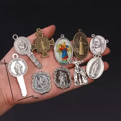 Exorcism Cross Pendant Necklace Jesus DIY Jewelry Making Charm Craft Keychain Accessories Religious Zinc Alloy Medal