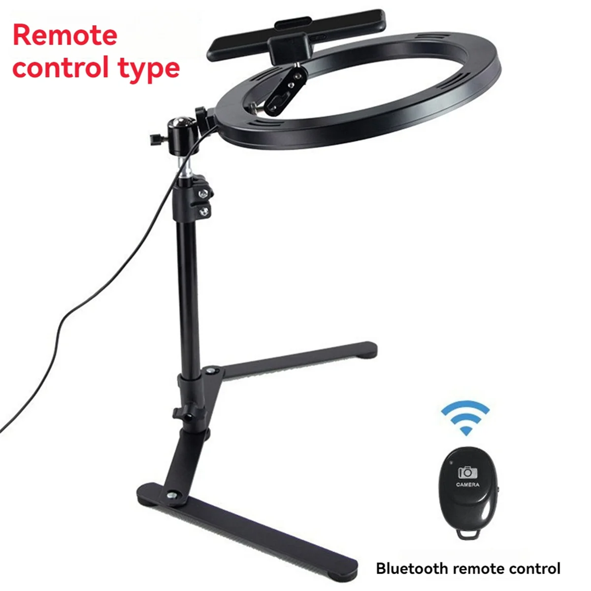 Desktop Led Selfie Remote Ring Light, Phone Stand Holder Circle Fill Video Lamp,Dimmable USB Ringlight with Tripod Stand