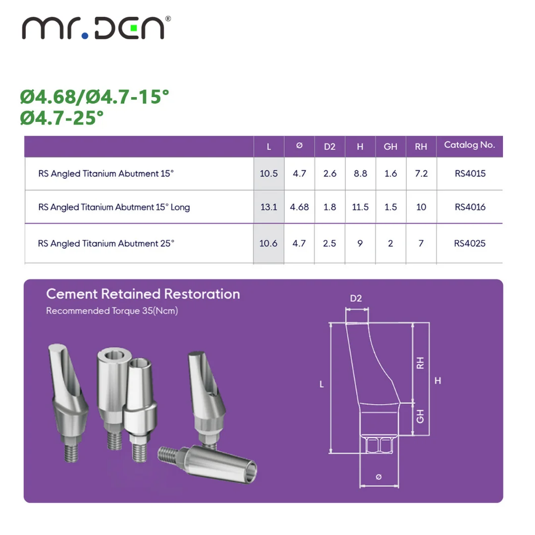 10Sets Dental Implant Titanium Alloy Accessories Finished Straight & Angled Abutments For Adin System Dental Clinic Supplies