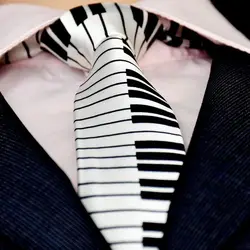 Skinny Black & White Men Piano Necktie Music Tie Tie Casual