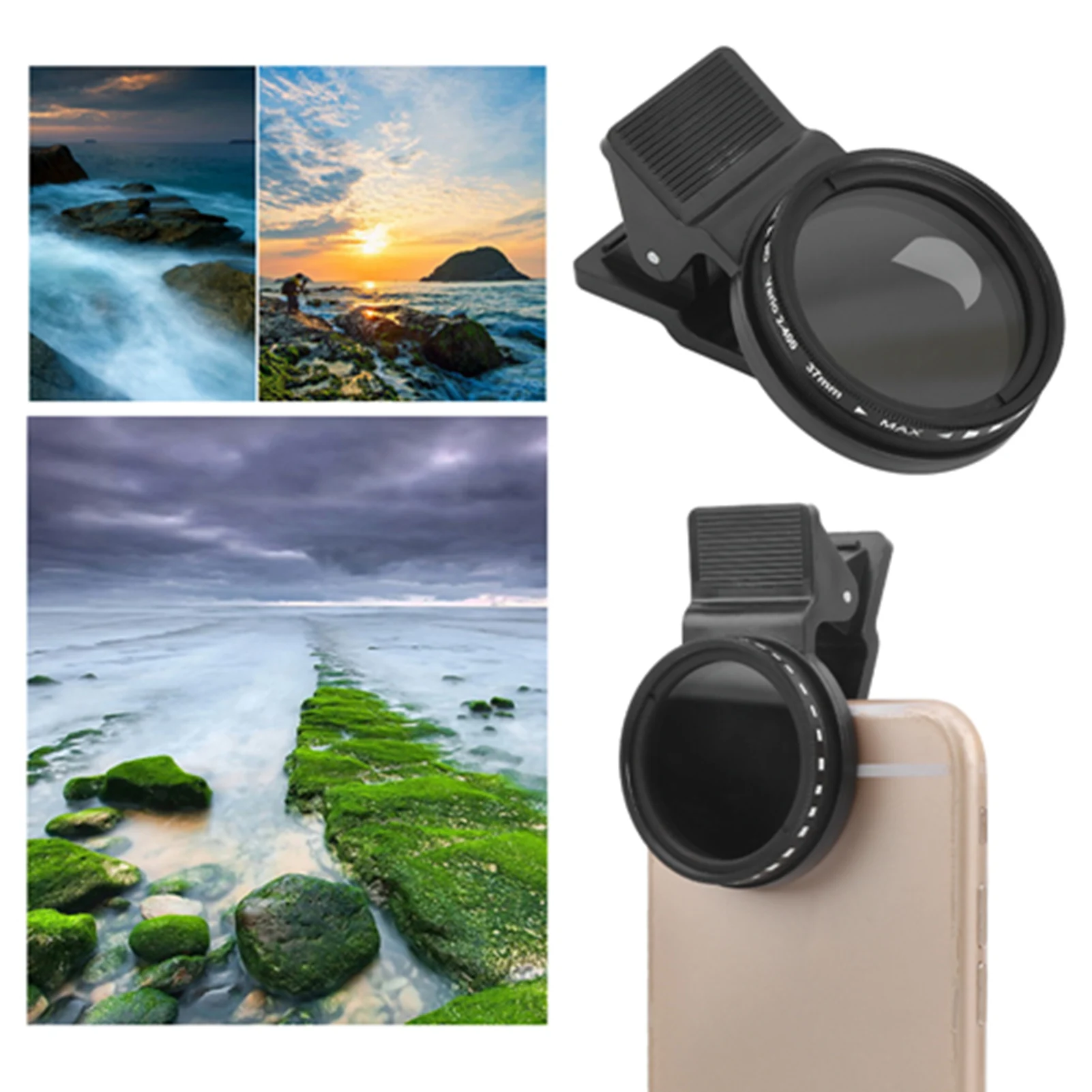 Lens Filter Mobile Phone Lens Filter Veledge 37mm Adjustable ND Lens Filter ND2‑400 Neutral Density for Different Brand Phones