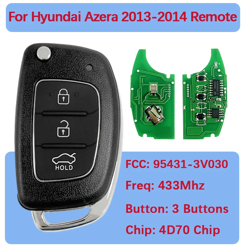 

CN020114 Aftermarket 3 кнопки откидной дистанционный брелок 433 МГц FCC 95431-3V030 для Hyundai Azera 2013-2014