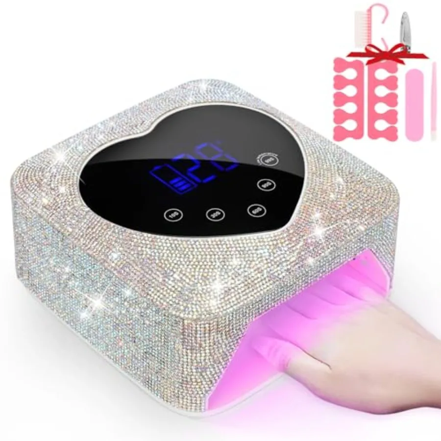 

УФ-светодиодная лампа для сушки ногтей 72 Вт, перезаряжаемая, беспроводная, для гель-лака, быстрое сияющее отверждение, с 5 таймерами