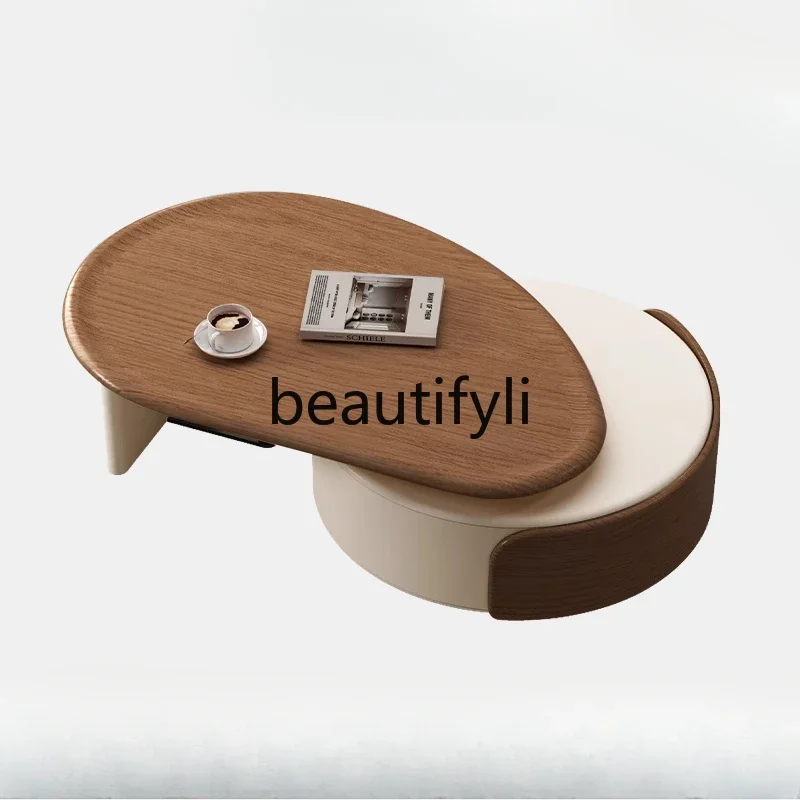 

New walnut TV cabinet living room home modern simple high-end coffee table TV floor cabinet combination H