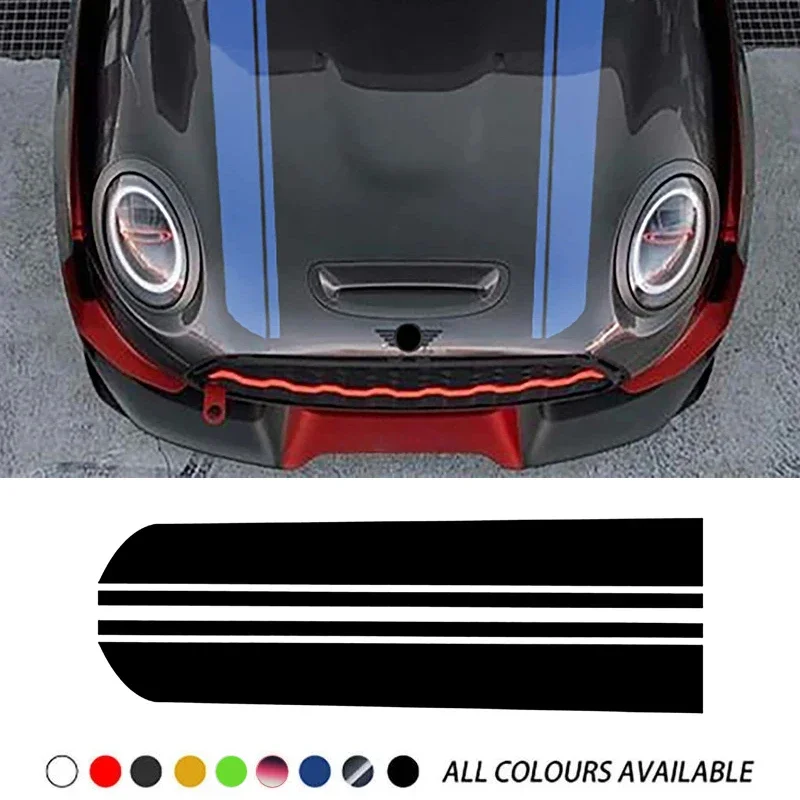 

2 Pcs Car Hood Sticker Bonnet Stripes Vinyl Decal For MINI Cooper R60 Countryman F60 F55 F56 R56 R50 R53 Clubman F54 R55 R58