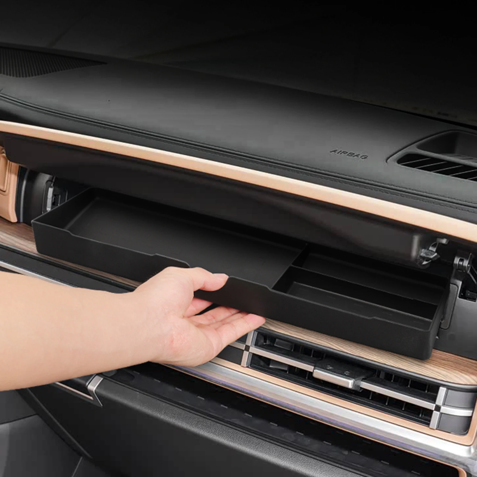 

For Hyundai Santa Fe 2024 2025 Car Storage Box Interior Accessories Co-pilot Drawer Storage Case Organizer Tidying Tray