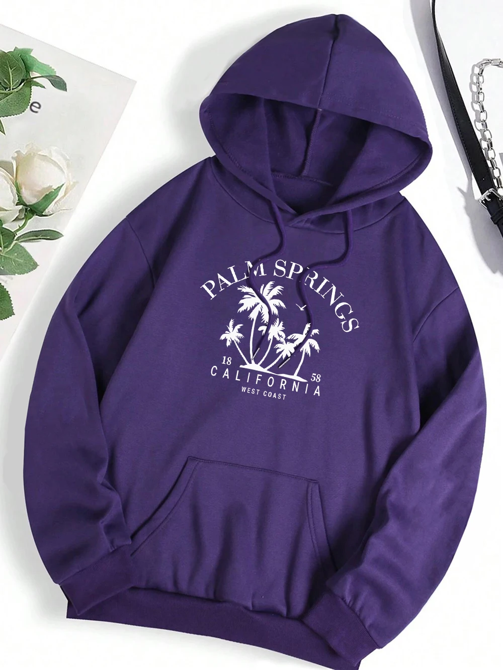 Palm Springs 1858 California West Coast Streetwear Men Women Fleece Hoodies Autumn Fleece Hoody Fashion Oversize Clothing Couple