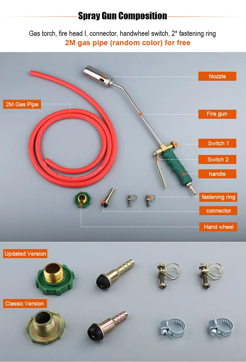 30# Liquefied Welding Gas Torch Fire Gun Welding Weed Burner Welding Accessories for Brazing Tool Outdoor Picnic BBQ