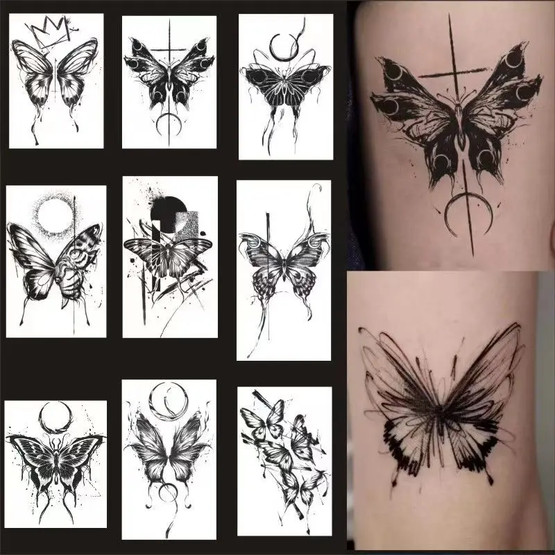 16pc/Set Butterfly Snake Temporary Tattoo Stickers Waterproof Female Clavicle Personality Dark Fake Tattoo Tatouage Temporaire