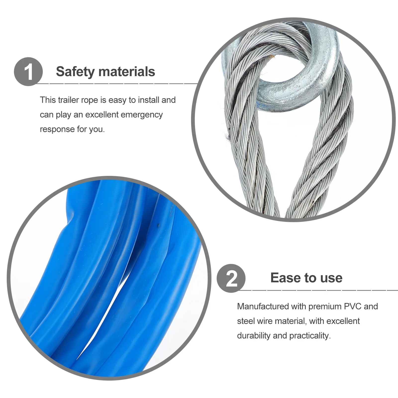 

PVC Durable Steel Wire Trailer Rope for Car Tow Winch Truck RV Easy Installation Wide Applications Towing Cargo Rope Durability