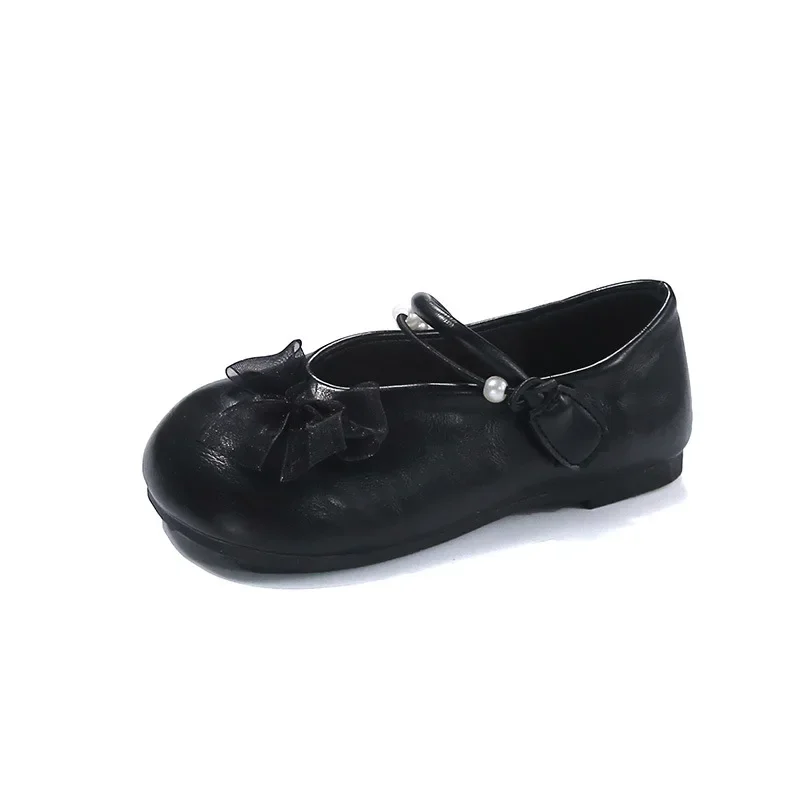 2025 Children Leather Shoes for Girls Fashion Princess Spring New Elegant Style Soft Non-slip Chic Versatile Wedding Dress Shoes