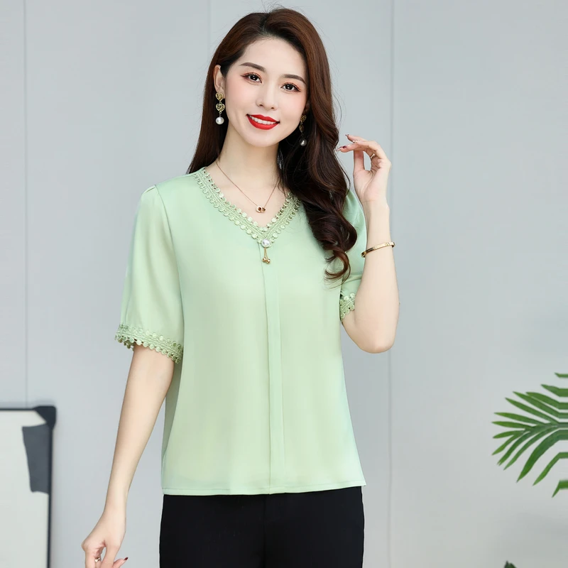 Leisure Solid Color T-shirt With Jewelry Women\'s Short Sleeved Basic Fashion Street Clothing Summer Plus Size Tops New Tops