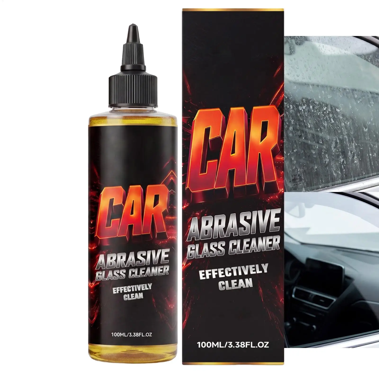 Limpa Vidros Automotivo 100ml: Acabamento Sem Manchas, Removedor de Manchas para Janelas, Espelhos, Para-brisas, Capacetes de Moto e Carros