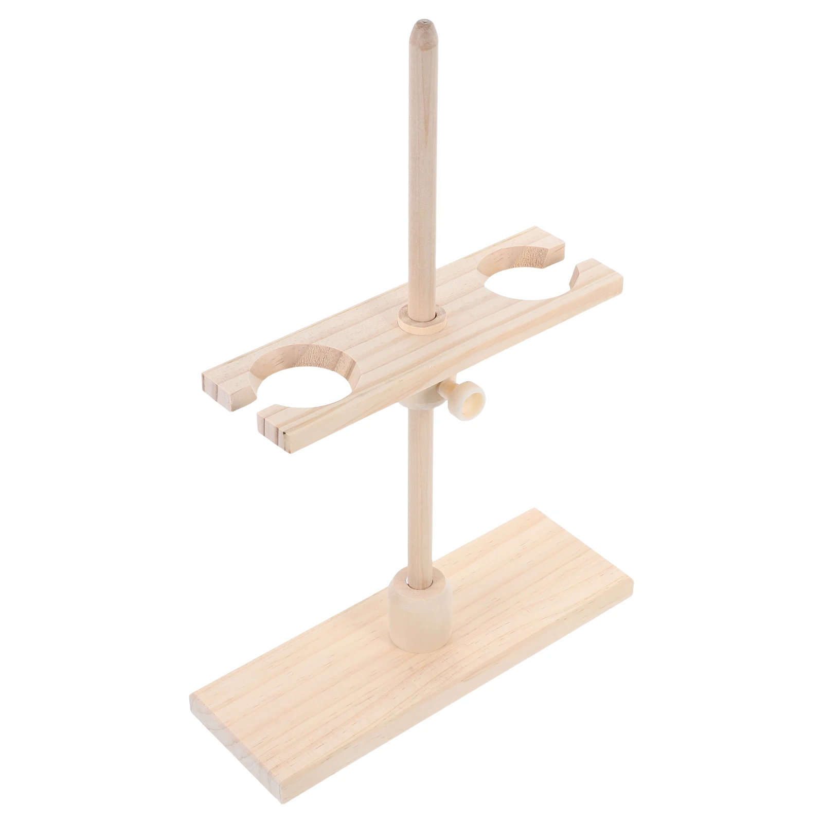 

2 Holes Wooden Rack Stand Adjustable Height Lab Accessories School Experiments Stable Dual Funnel Holder Oil Funnel Support