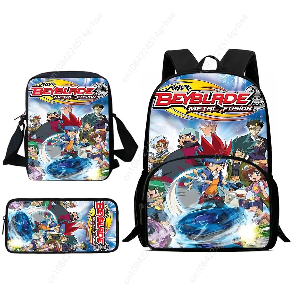 Ransel Anak Tas Bahu Anime Beyblades Tempat Pensil Tas Sekolah Kapasitas Besar untuk Anak Laki-laki Perempuan Hadiah Terbaik
