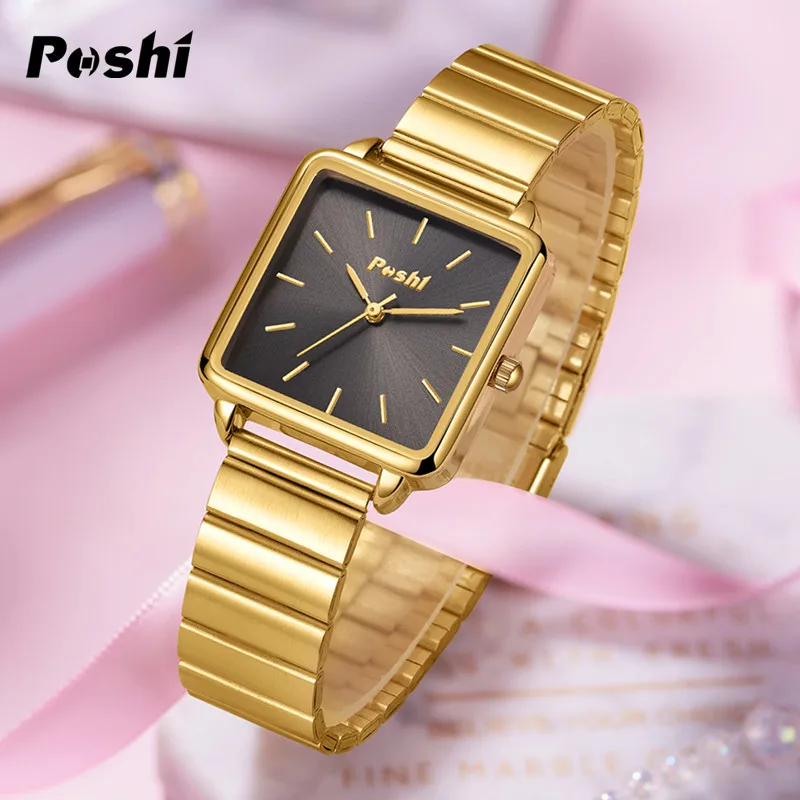 POSHI Quartz Watch for Women Waterproof Alloy Strap Women\'s Watches Casual Ladies Bracelet Original Brand Wristwatch reloj mujer