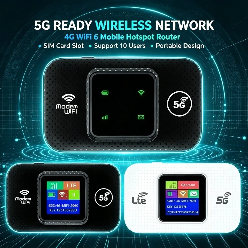 Multi‑Device 4G WiFi6 Hotspot Router SIM Slot 10‑User Share Home Outdoor Travel Network