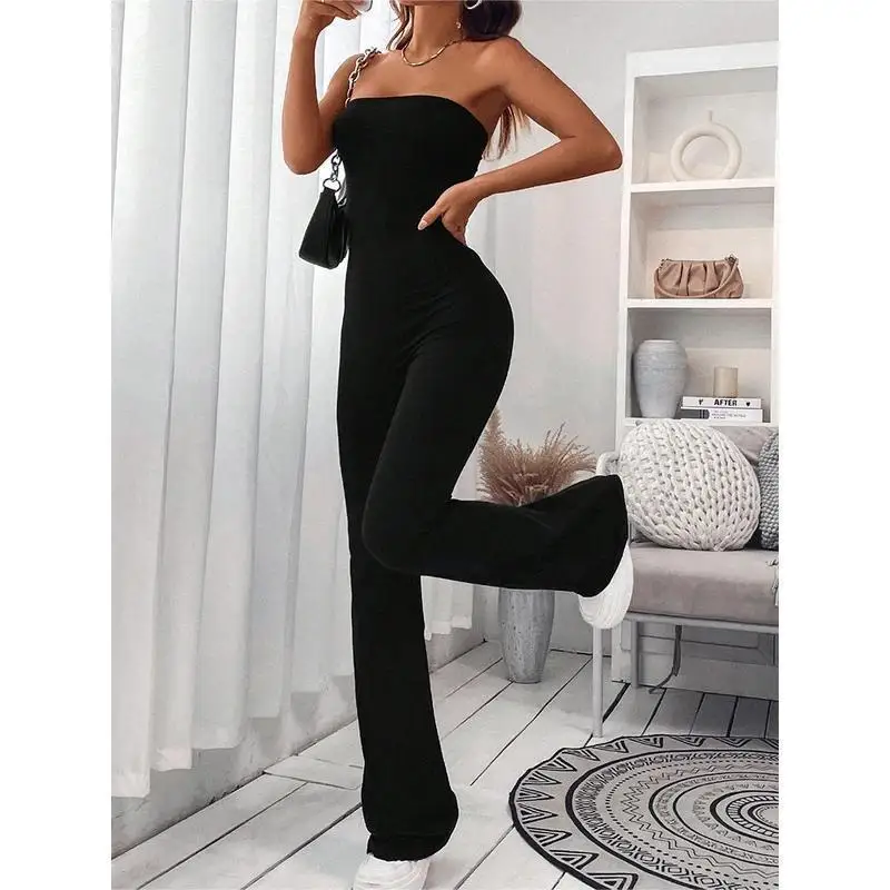 Off-Shoulder Backless Jumpsuit Low-Waist Five-Quarter Pants Length Fabric Other Material Ladies One-Piece Suits Spring Season