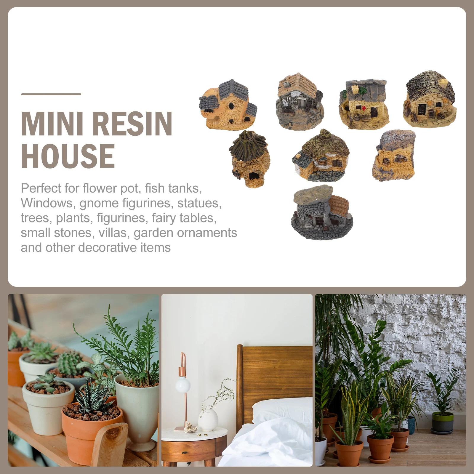 

8 Pcs Mini Resin House Small House Model Micro L Decoration Durable Premium Material Gifts Garden Supplies