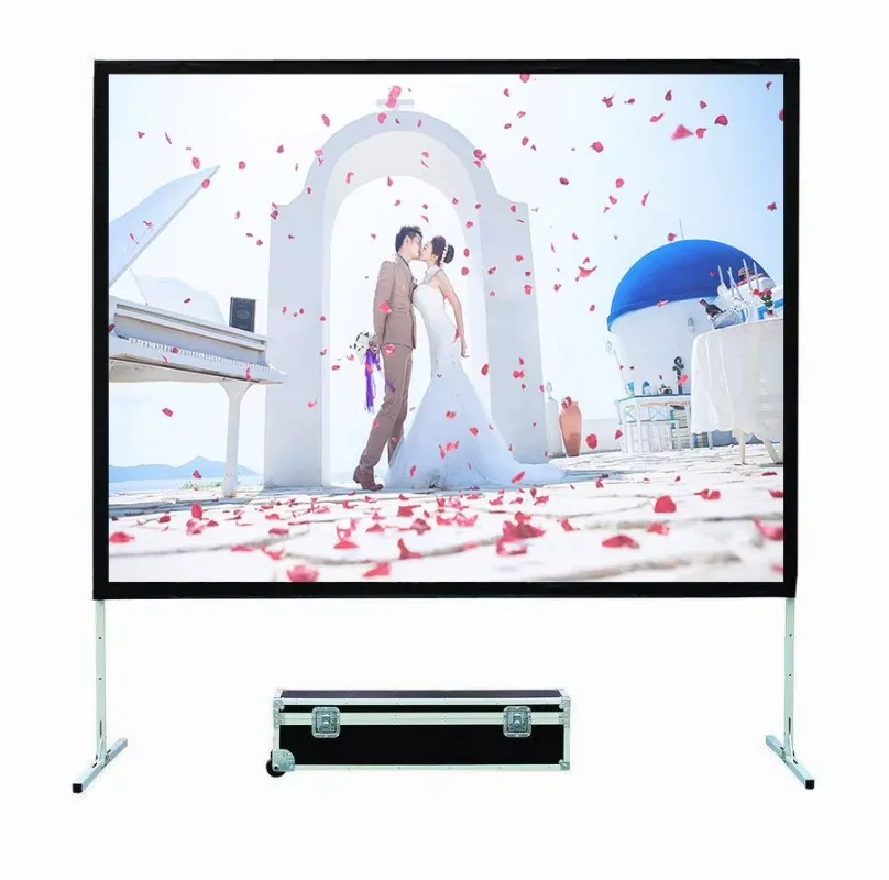 120 Inch 16:9 Quick Fold Portable Projector Screen Front Rear Projection with Flight Case for Outdoor Home Movie Theater