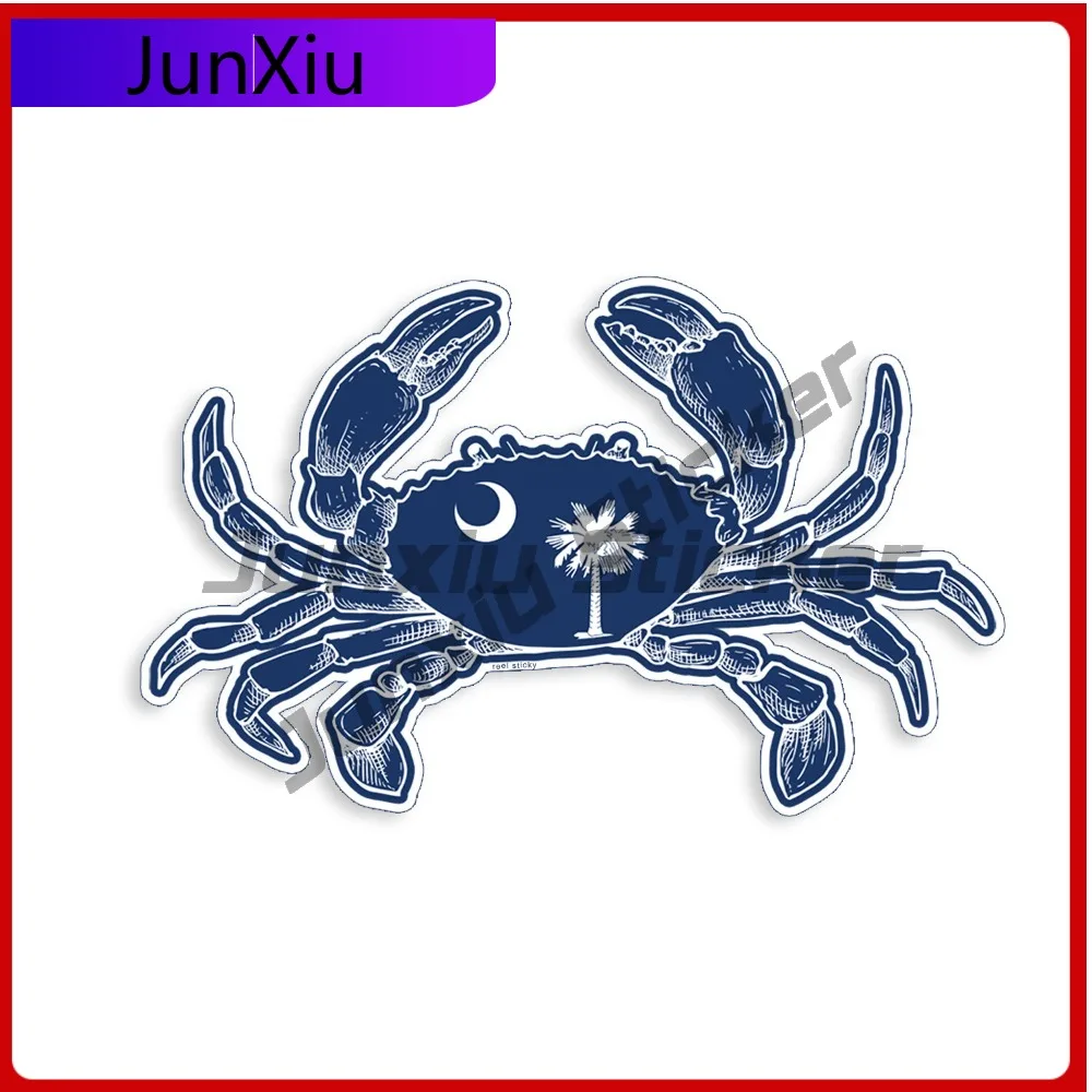 

South olina Crab SC Flag Sticker Beach Sea Cup Cooler Decal Trendy Waterproof Vinyl Car Laptop Window Bumper