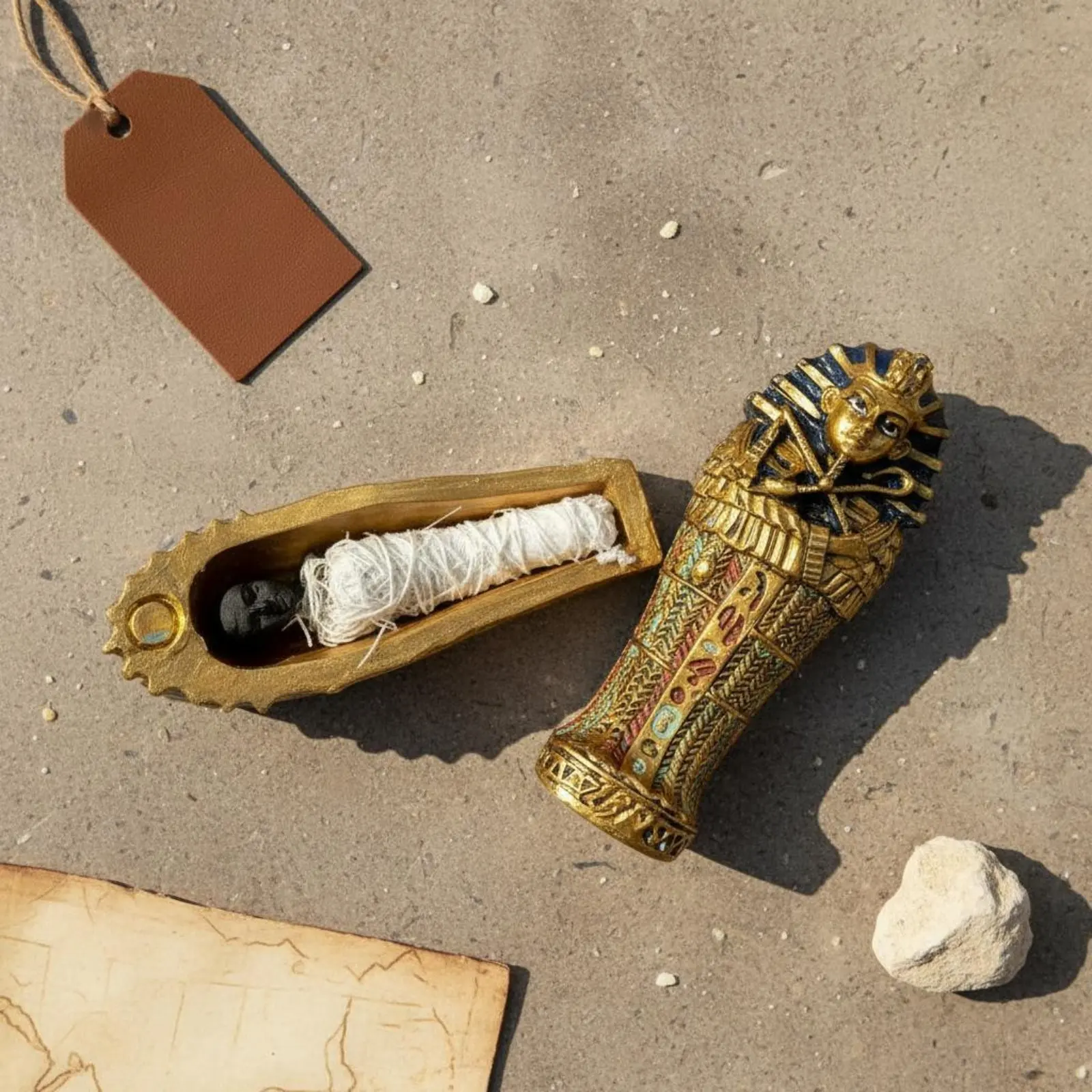 Egyptian Sarcophagus Figurine Resin Pharaoh Casket Figurine Pharaoh Casket Statue Antique Look Sarcophagus Decor Piece for Shelf view 4